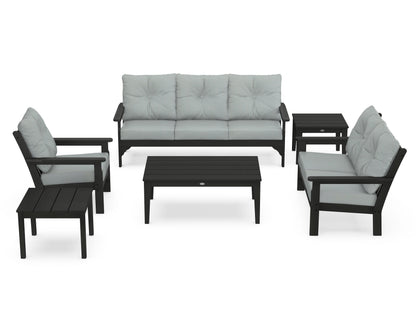 POLYWOOD® Vineyard 6-Piece Deep Seating Set in Black / Spa