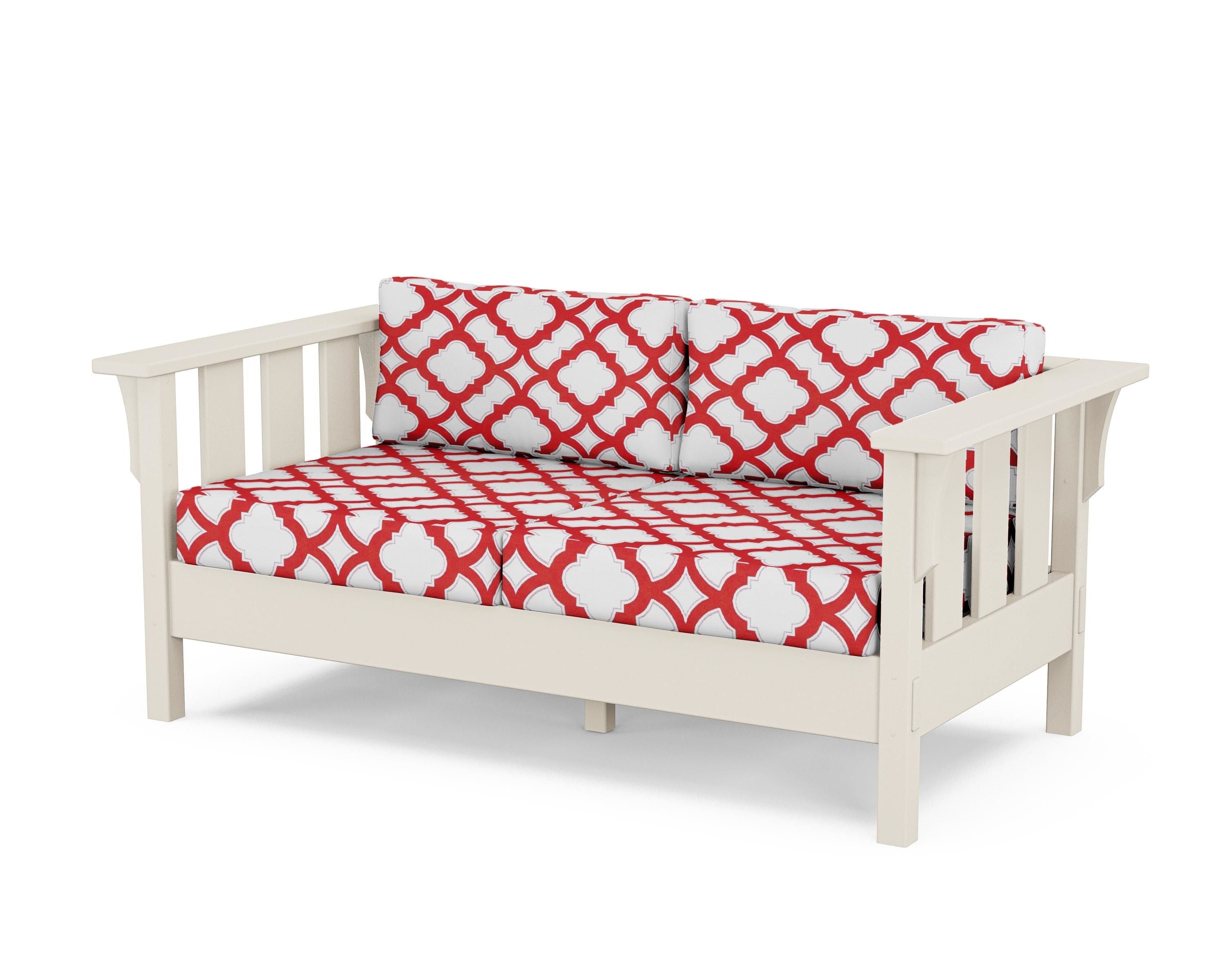 Martha Stewart by POLYWOOD® Acadia Deep Seating Loveseat in Sand / Trellis Crimson