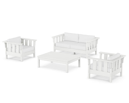 Martha Stewart by POLYWOOD® Acadia 4-Piece Deep Seating Set with Loveseat in White / Natural
