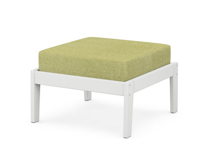 Unbranded Deep Seating Ottoman in White / Chartreuse Boucle