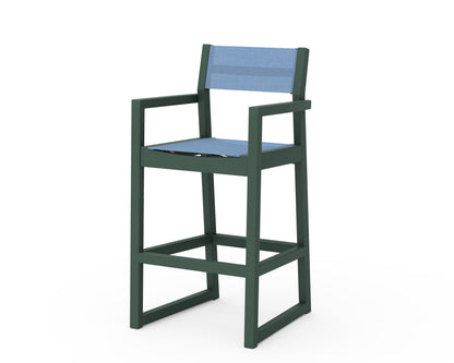 POLYWOOD® EDGE Sling Bar Arm Chair in Green / Poolside Sling