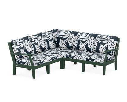 POLYWOOD® Braxton Modular 5-Piece Deep Seating Set in Green / Leaf Marine Indigo