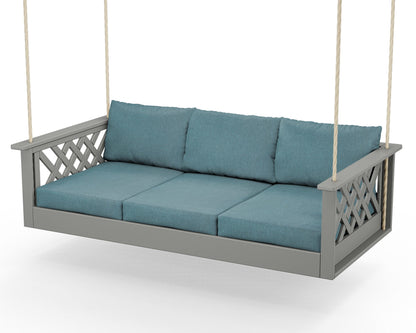Country Living Wovendale Daybed Swing in Slate Grey / Ocean Teal