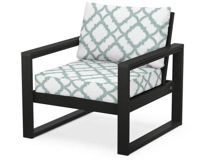POLYWOOD® EDGE Club Chair in Black / Trellis Glacier Spa