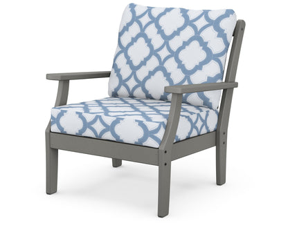 POLYWOOD® Braxton Deep Seating Chair in Slate Grey / Trellis Sky Blue
