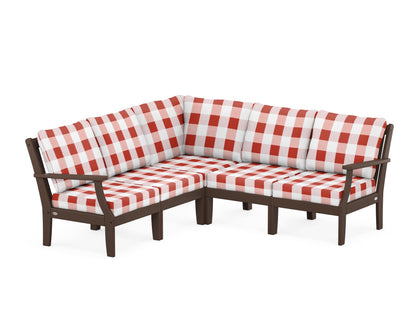 POLYWOOD® Braxton Modular 5-Piece Deep Seating Set in Mahogany / Buffalo Plaid Crimson