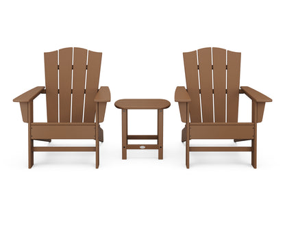 POLYWOOD® Wave 3-Piece Adirondack Chair Set with The Crest Chairs in Teak