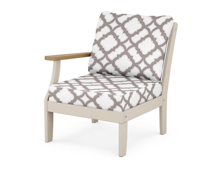 POLYWOOD® Braxton Modular Left Arm Chair in Sand / Natural / Trellis Grey Mist