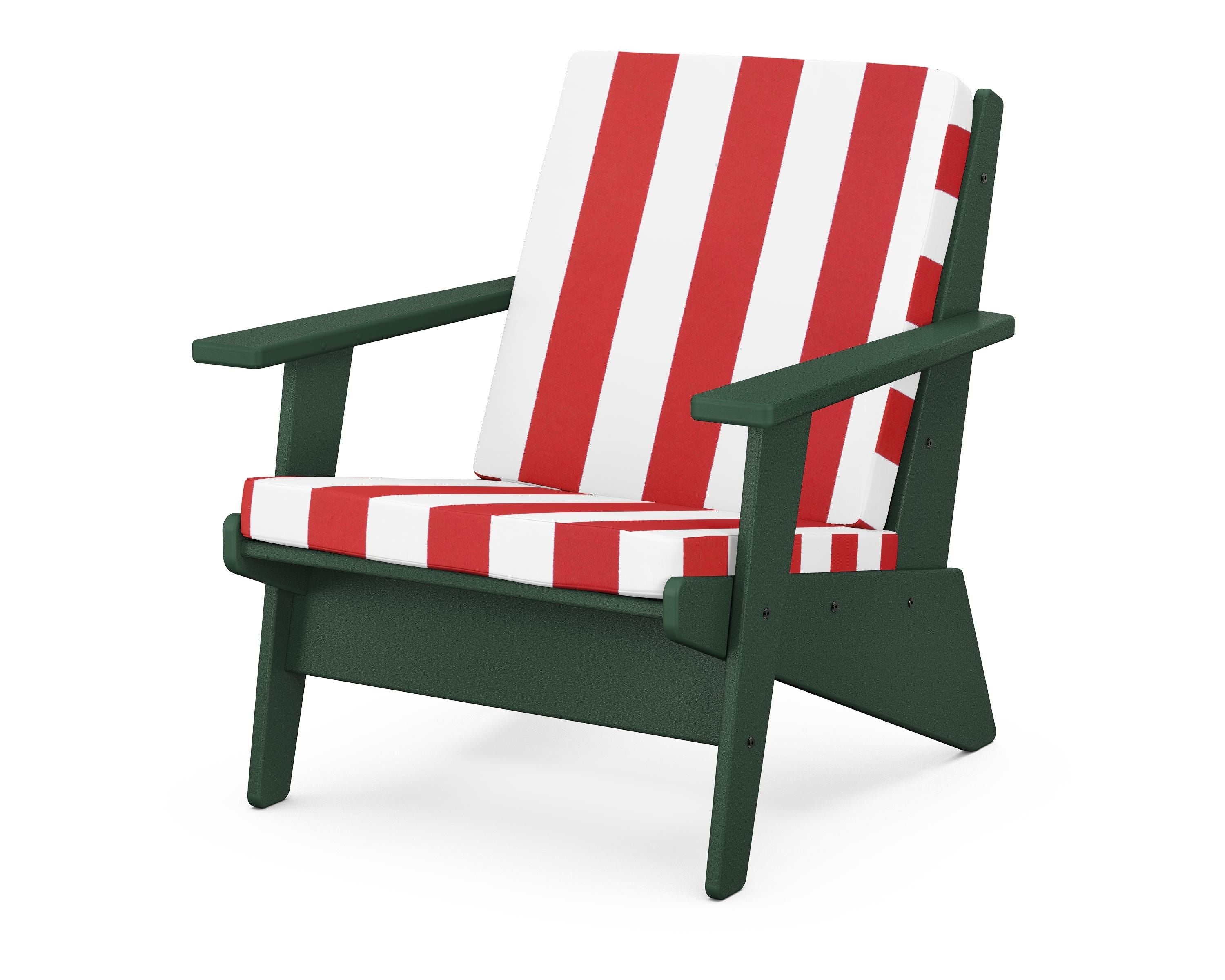 POLYWOOD® Riviera Modern Lounge Chair in Green / Cabana Stripe Crimson