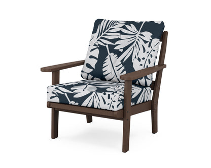 POLYWOOD® Mission Deep Seating Chair in Mahogany / Leaf Marine Indigo