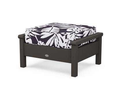 POLYWOOD® Harbour Deep Seating Ottoman in Vintage Coffee / Leaf Navy