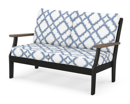 POLYWOOD® Braxton Deep Seating Loveseat in Black / Kona / Trellis Sky Blue