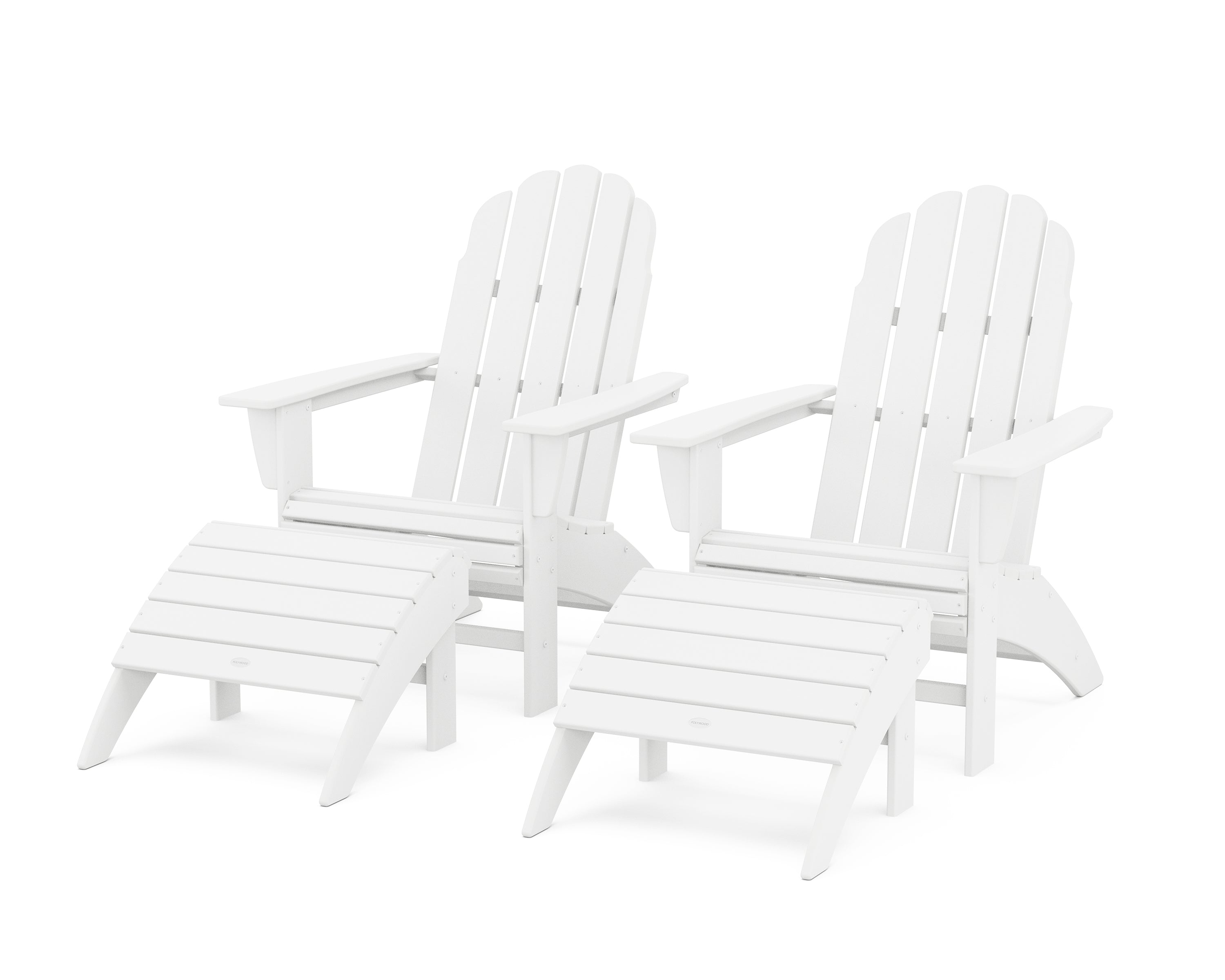 POLYWOOD® Vineyard Curveback Adirondack Chair 4-Piece Set with Ottomans in White