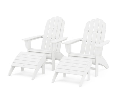 POLYWOOD® Vineyard Curveback Adirondack Chair 4-Piece Set with Ottomans in White