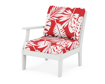 POLYWOOD® Braxton Modular Left Arm Chair in White / Leaf Crimson