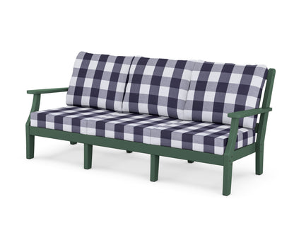 Martha Stewart by POLYWOOD® Chinoiserie Deep Seating Sofa in Green / Buffalo Plaid Navy