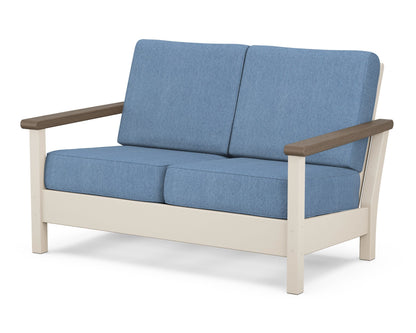 POLYWOOD® Harbour Deep Seating Loveseat in Sand / Kona / Sky Blue