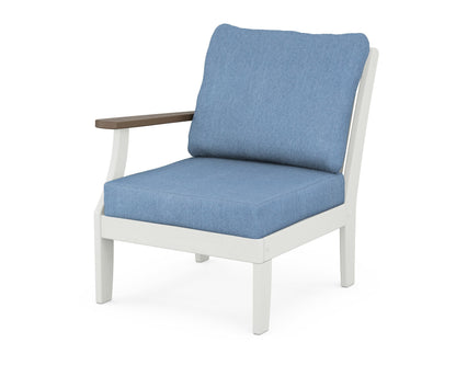 POLYWOOD® Braxton Modular Left Arm Chair in White / Kona / Sky Blue