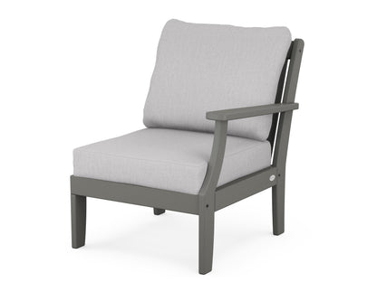 POLYWOOD® Braxton Modular Right Arm Chair in Slate Grey / Granite