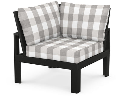 Unbranded Modular Corner Chair in Black / Buffalo Plaid Grey Mist