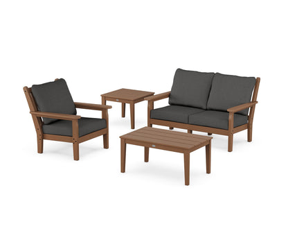 POLYWOOD® Chippendale 4-Piece Deep Seating Set in Teak / Spectrum Carbon