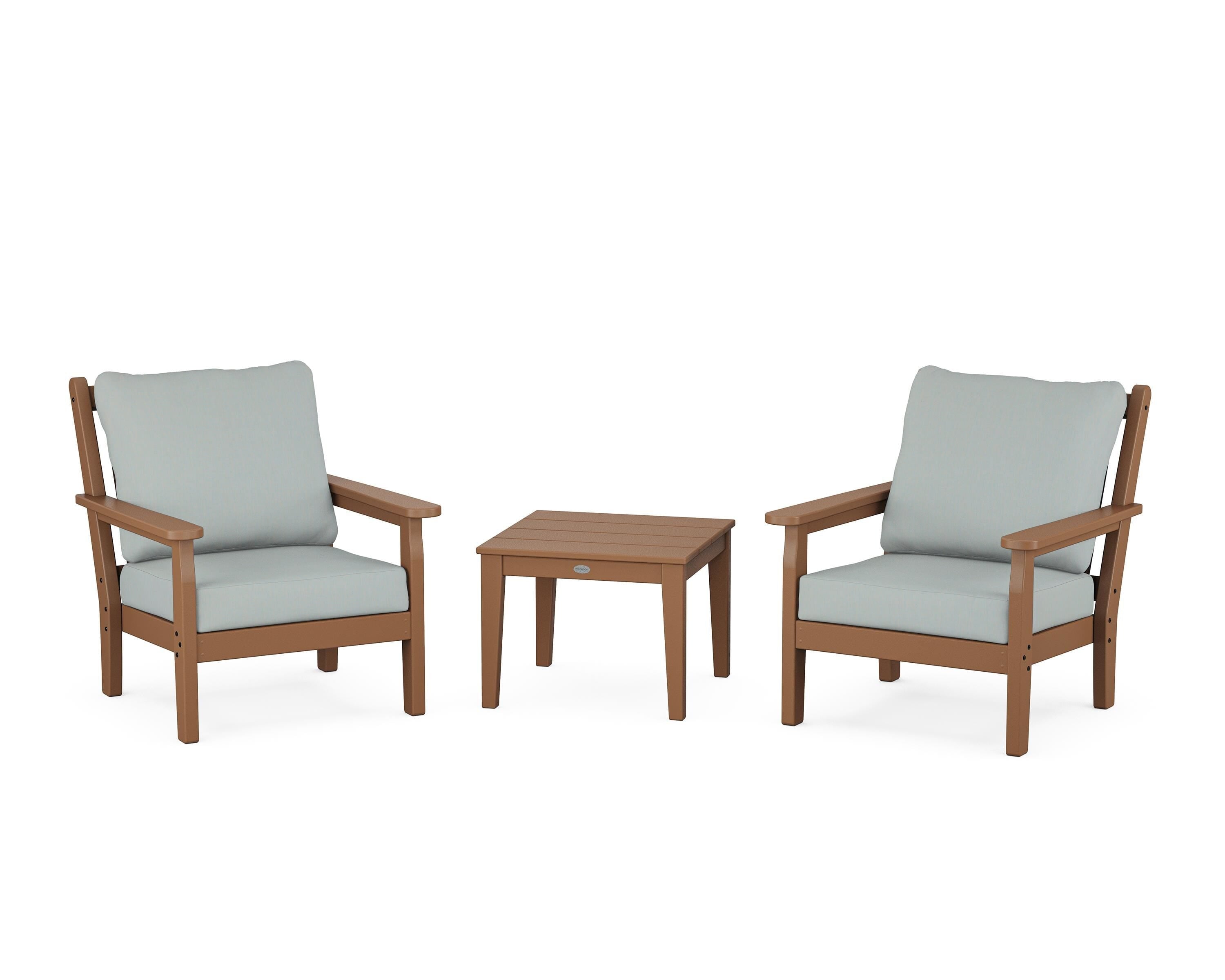 POLYWOOD® Chippendale 3-Piece Deep Seating Set in Teak / Spa