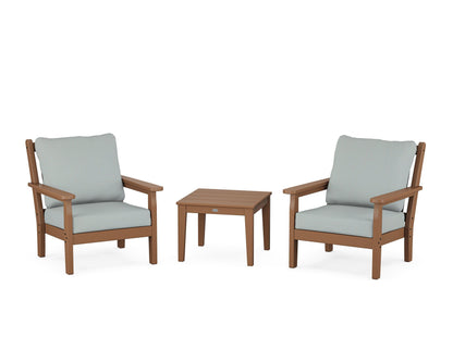 POLYWOOD® Chippendale 3-Piece Deep Seating Set in Teak / Spa