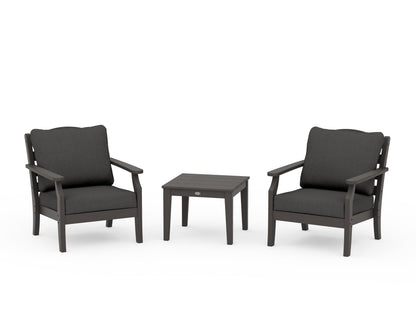 Draper James™ by  POLYWOOD® Savannah 3-Piece Deep Seating Set in Vintage Coffee / Spectrum Carbon