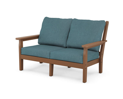 POLYWOOD® Chippendale Deep Seating Loveseat in Teak / Ocean Teal