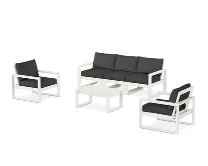 POLYWOOD® EDGE Sectional 4-Piece Deep Seating Set with Sofa in Vintage White / Spectrum Carbon