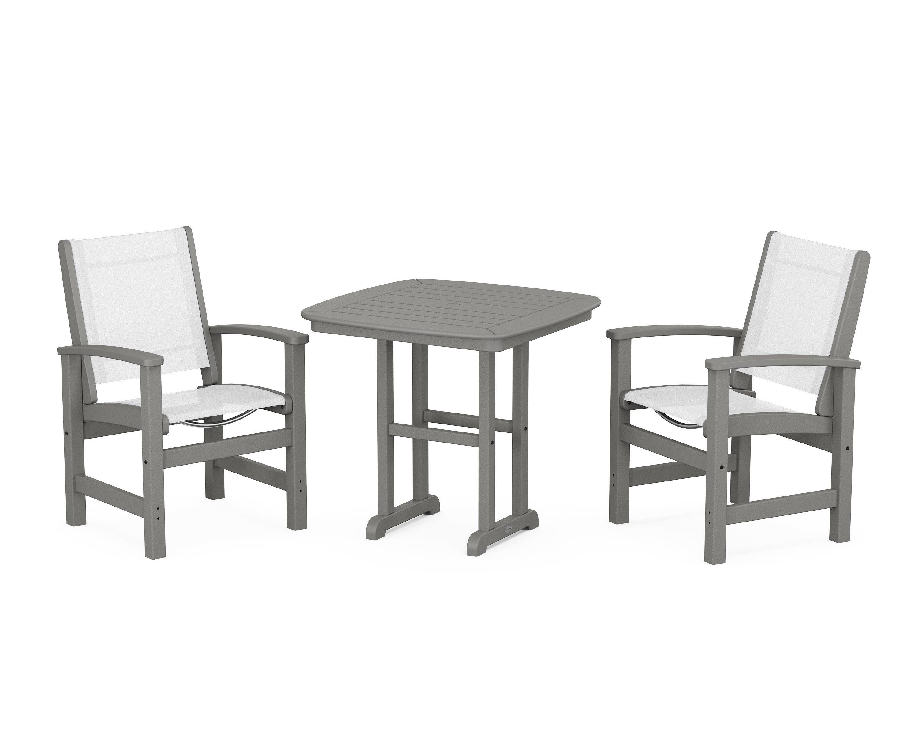 POLYWOOD® Coastal 3-Piece Dining Set in Slate Grey / White Sling