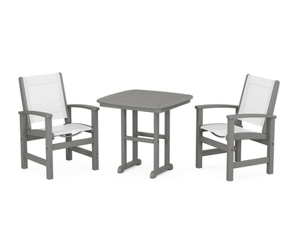 POLYWOOD® Coastal 3-Piece Dining Set in Slate Grey / White Sling