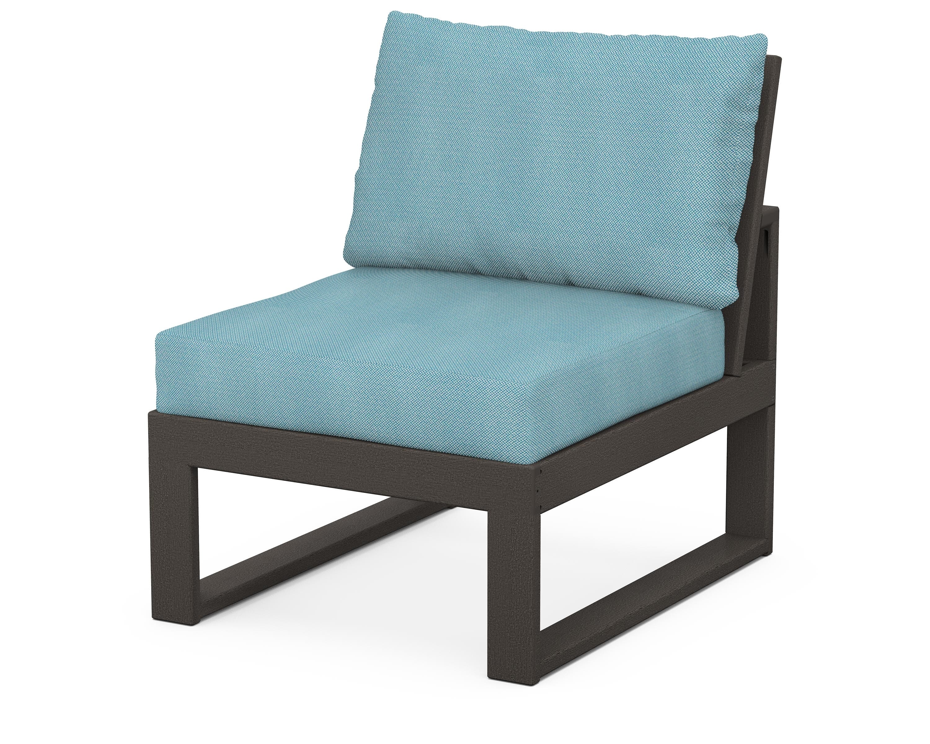 Unbranded Modular Armless Chair in Vintage Coffee / Lattice Sky Blue