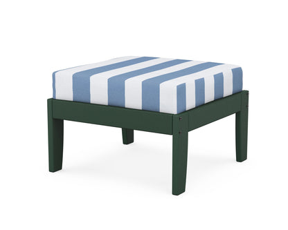 Unbranded Modular Ottoman - Classic in Green / Cabana Stripe Sky Blue