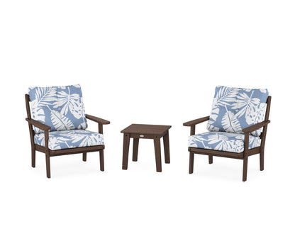 POLYWOOD® Mission 3-Piece Deep Seating Set in Mahogany / Leaf Sky Blue