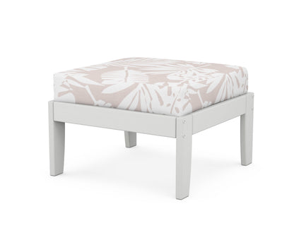 Unbranded Modular Ottoman - Classic in White / Leaf Dune Burlap