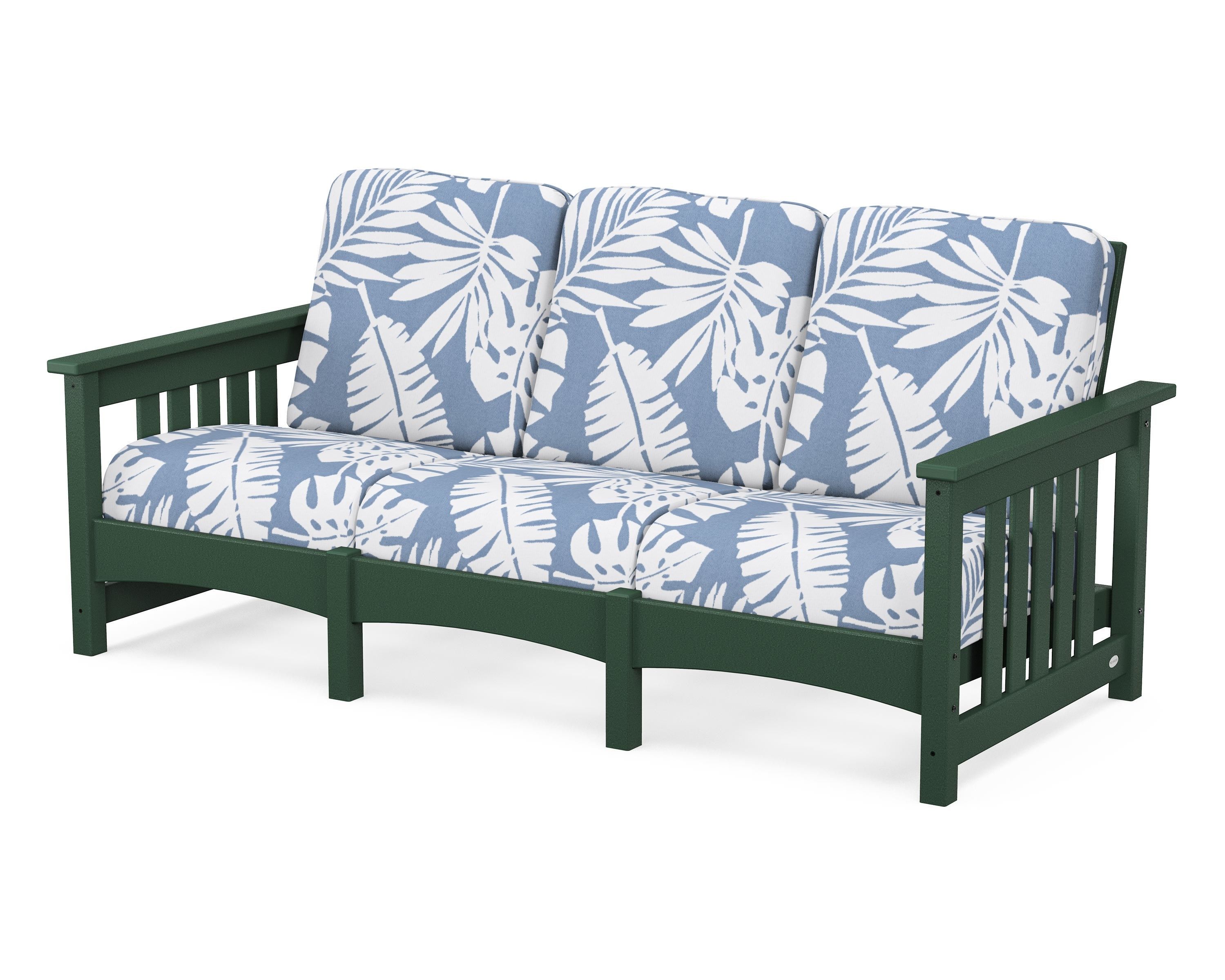 POLYWOOD® Club Mission Sofa in Green / Leaf Sky Blue