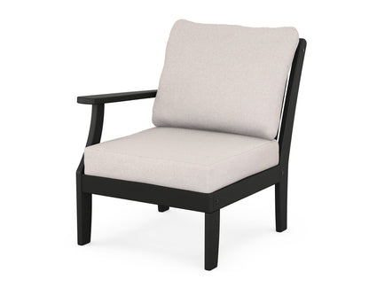 POLYWOOD® Braxton Modular Left Arm Chair in Black / Dune Burlap