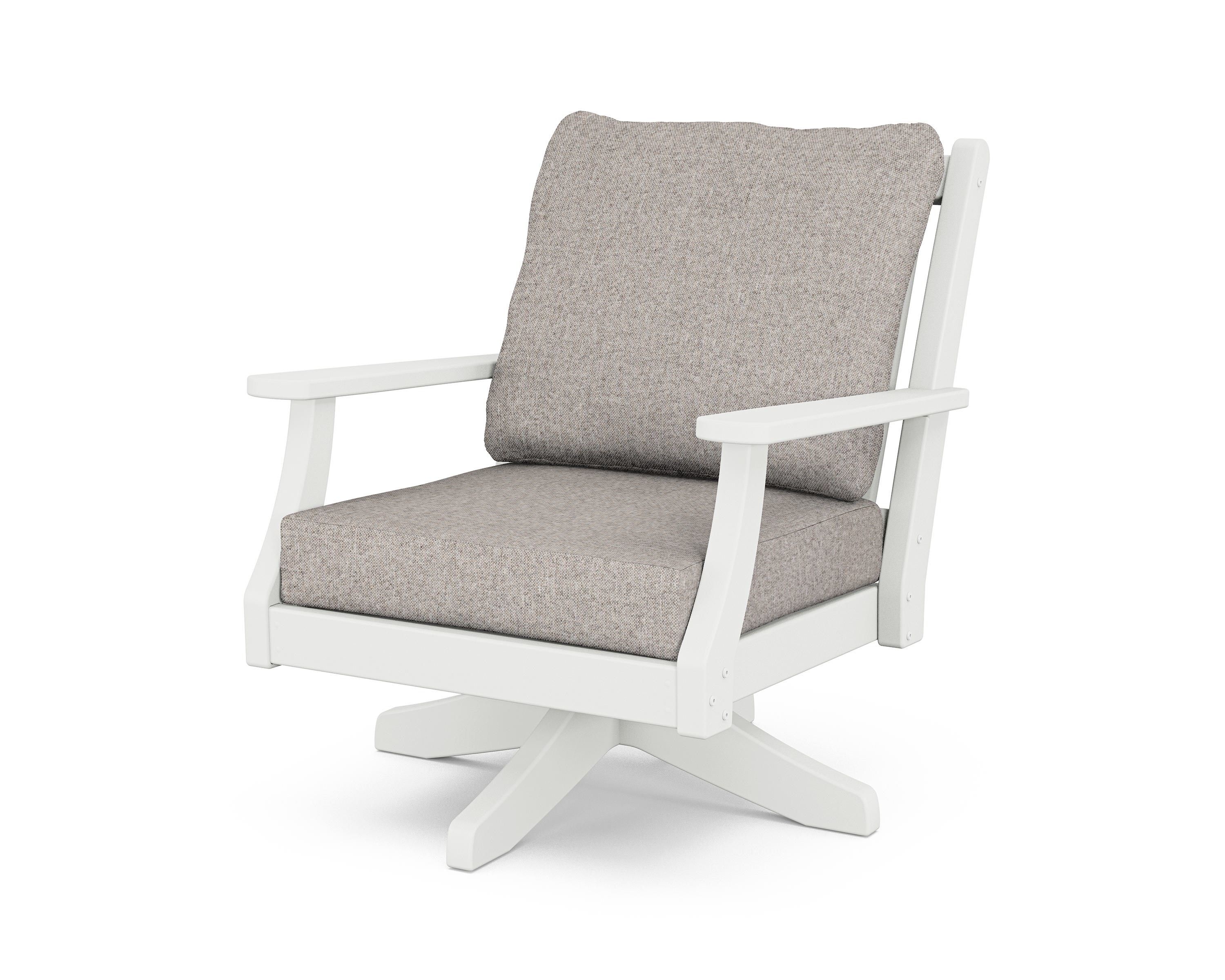 Country Living Wovendale Deep Seating Swivel Chair in White / Weathered Tweed