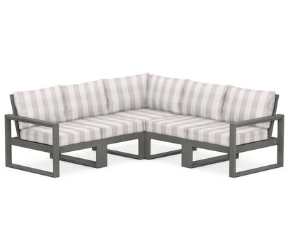POLYWOOD® EDGE 5-Piece Modular Deep Seating Set in Slate Grey / Buffalo Plaid Dune Burlap