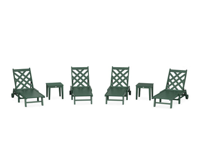 Country Living Wovendale 6-Piece Chaise Set with Wheels in Green