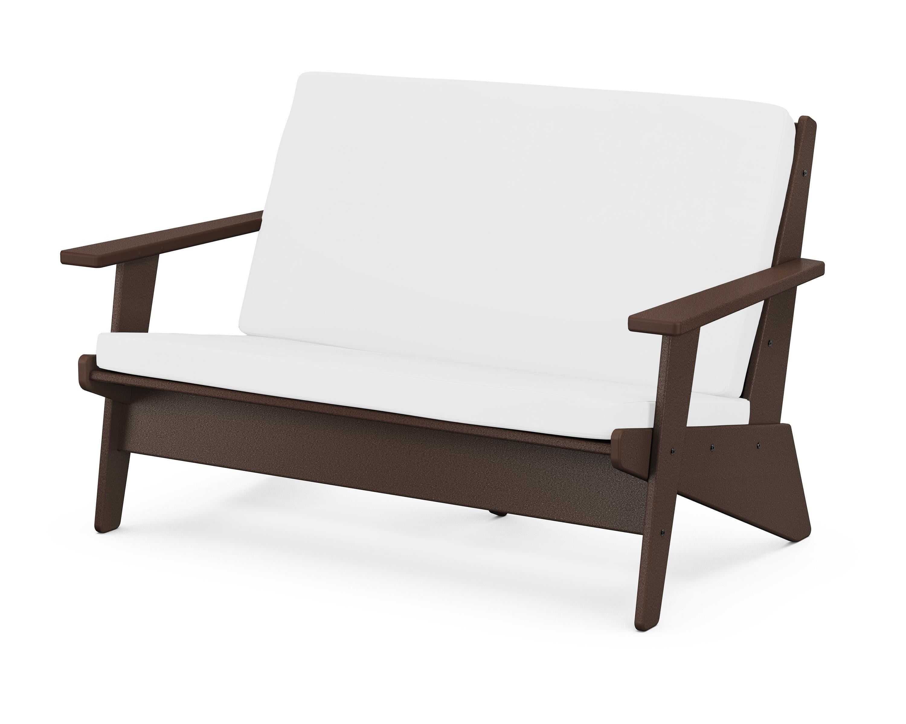 POLYWOOD® Riviera Modern Lounge Loveseat in Mahogany / Natural
