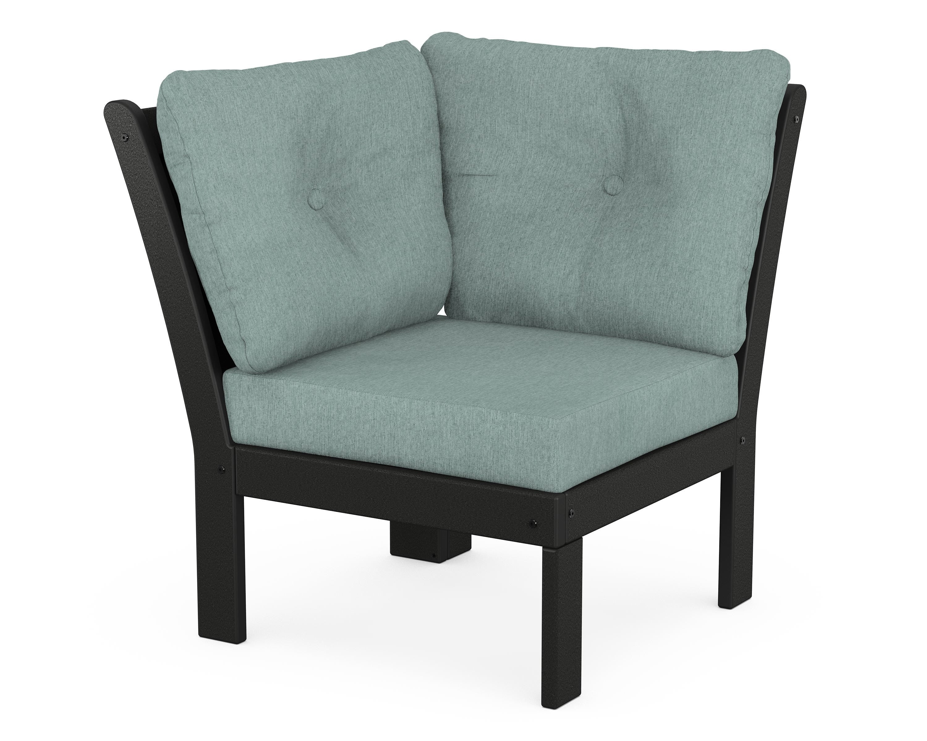 POLYWOOD® Vineyard Modular Corner Chair in Black / Glacier Spa