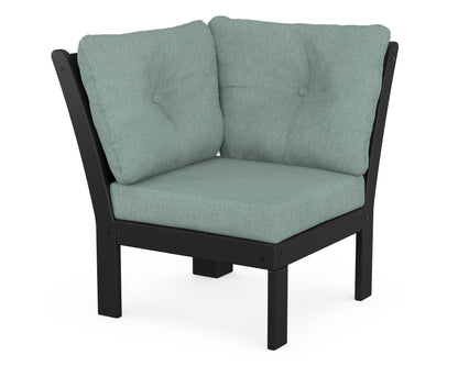 POLYWOOD® Vineyard Modular Corner Chair in Black / Glacier Spa