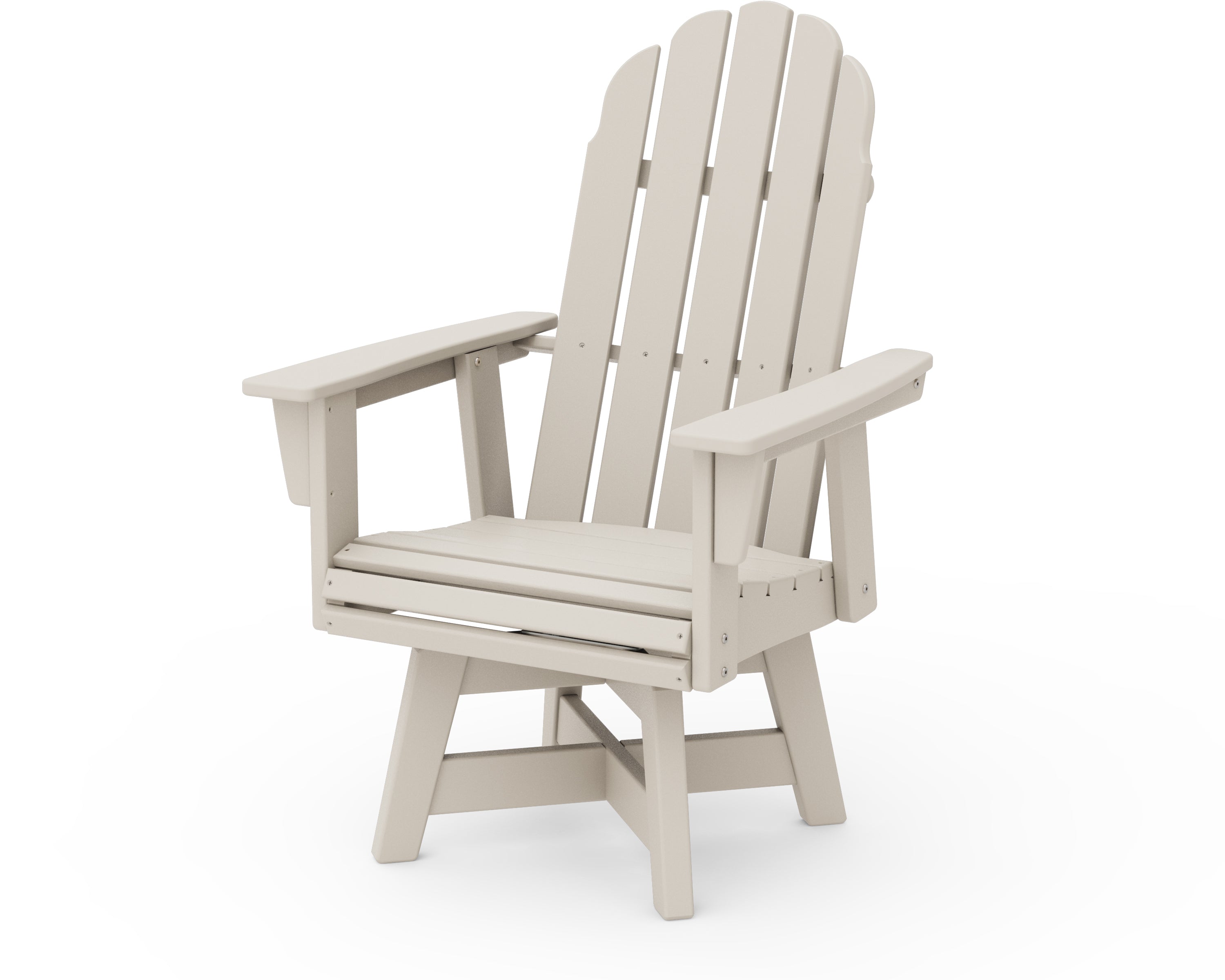 POLYWOOD® Vineyard Curveback Adirondack Swivel Dining Chair in Sand