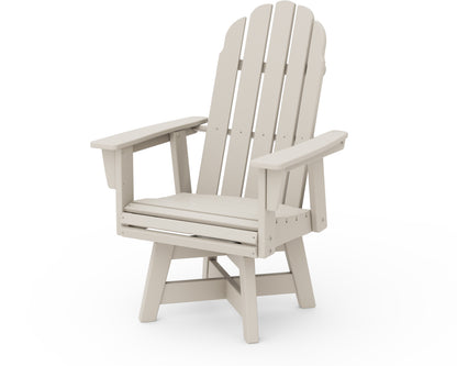 POLYWOOD® Vineyard Curveback Adirondack Swivel Dining Chair in Sand