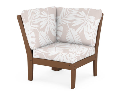 POLYWOOD® Braxton Modular Corner Chair in Teak / Leaf Dune Burlap
