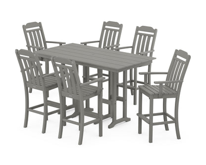 Country Living Cottage Arm Chair 7-Piece Farmhouse Bar Set in Slate Grey