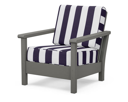 POLYWOOD® Harbour Deep Seating Chair in Slate Grey / Cabana Stripe Navy