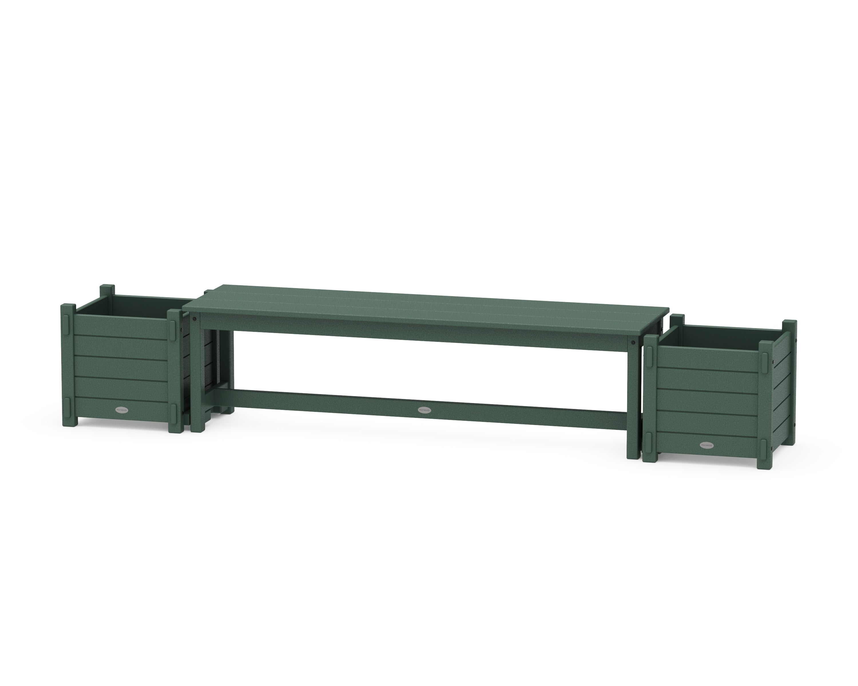 POLYWOOD® 60" Nautical Straight Planter Bench Set in Green